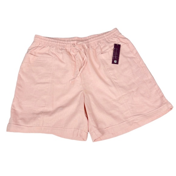 Gloria Vanderbilt Jenna Bermuda Shorts Pastel Pink Linen Size: 2X - Picture 3 of 12